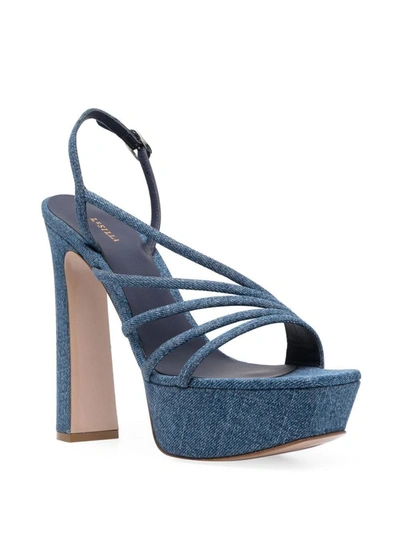 Le Silla Denim Sandals With Thick Soles And High Heels In Blue