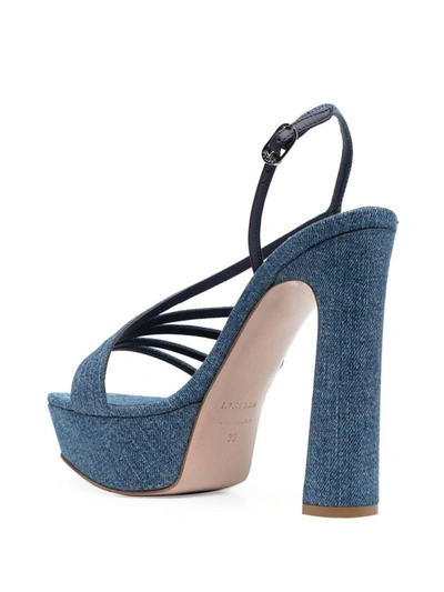 Le Silla Denim Sandals With Thick Soles And High Heels In Blue
