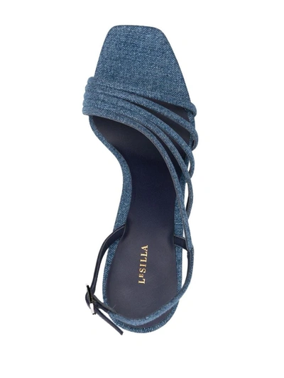 Le Silla Denim Sandals With Thick Soles And High Heels In Blue