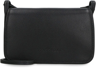 Shop Longchamp The Foulonné Leather Wallet On Chain In Black
