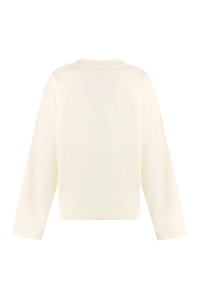 Moncler Logo-embroidered Cotton Sweatshirt In White