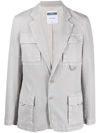Shop Moschino Jackets In Grey
