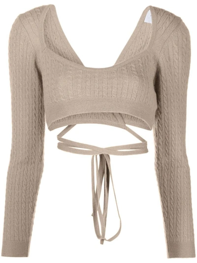 Patou Wrap Knit Top With Long Sleeves In Parchment