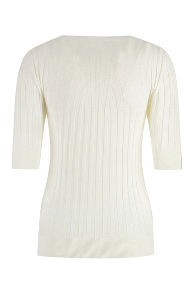 Shop Peserico Lurex Knit T-shirt In White