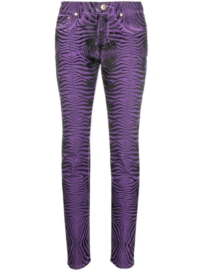 Shop Roberto Cavalli Trousers In Purple
