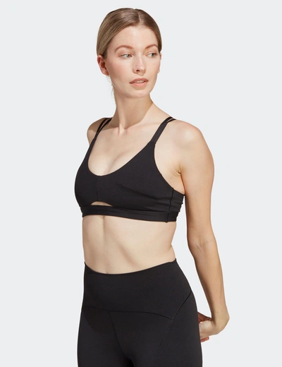 Shop Adidas Originals Adidas Yoga Studio Luxe Light-support Bra In Black