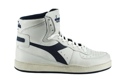 Shop Diadora Mi Basket White Leather High Sneakers