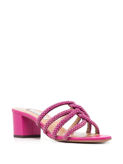 Aquazzura Crystal-embellished Leather Mules In Exotic/orchid