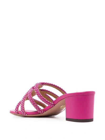 Aquazzura Crystal-embellished Leather Mules In Exotic/orchid