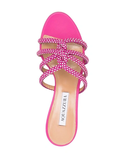 Aquazzura Crystal-embellished Leather Mules In Exotic/orchid