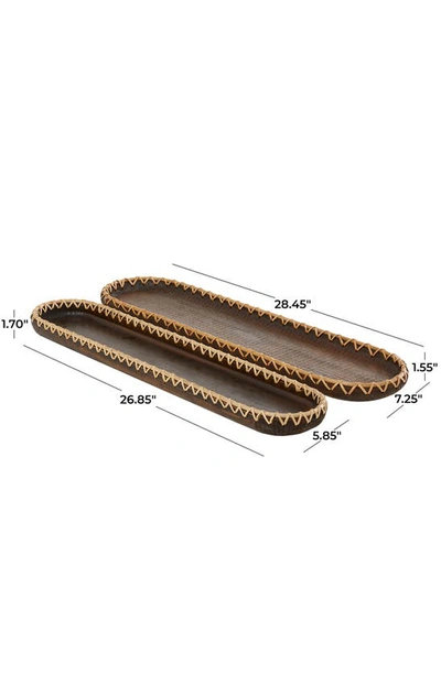 Shop Novogratz Set Of 2 Rattan Trays In Dark Brown