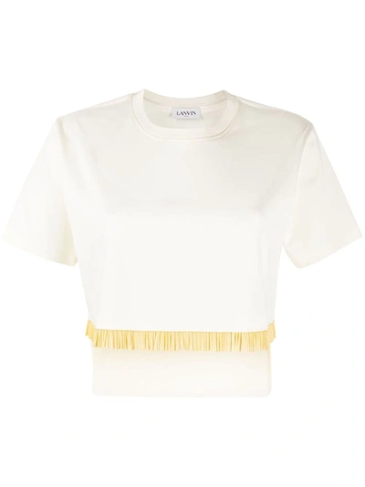 Lanvin Fringed Cropped T-shirt In Milk