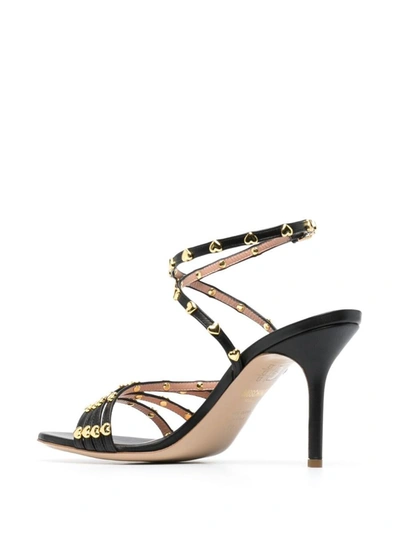 Moschino 90mm Stiletto Heel Leather Sandals In Black