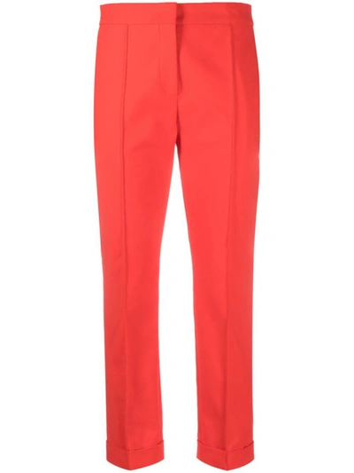 Shop Moschino Trousers In Red
