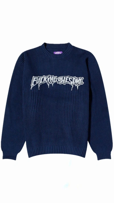 Shop Fucking Awesome Drip Logo Sweater In Blue