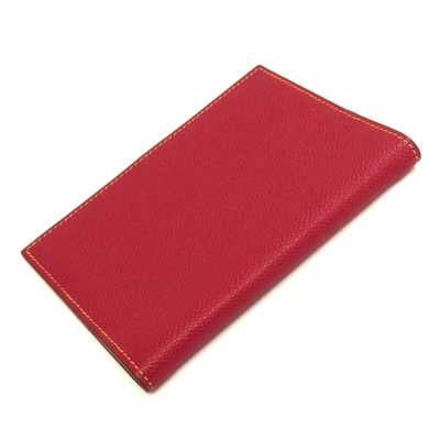 Shop Hermes Agenda Cover Leather Wallet () In Red