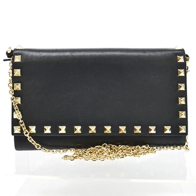 Shop Valentino Rockstud Leather Wallet () In Black