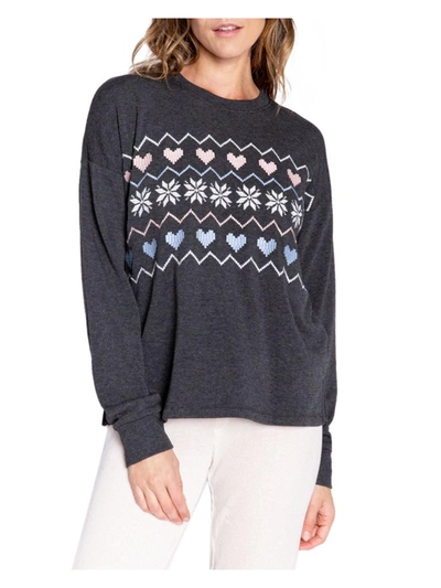 Shop Pj Salvage Womens Embroidered Crewneck Sweatshirt In Grey