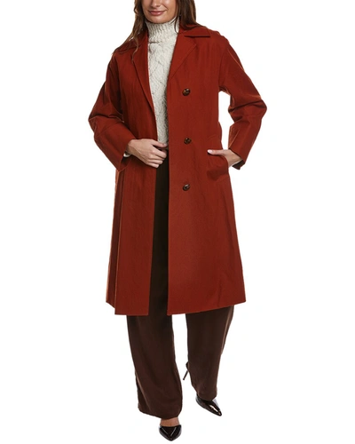 Shop Vince Belted Long Coat In Red