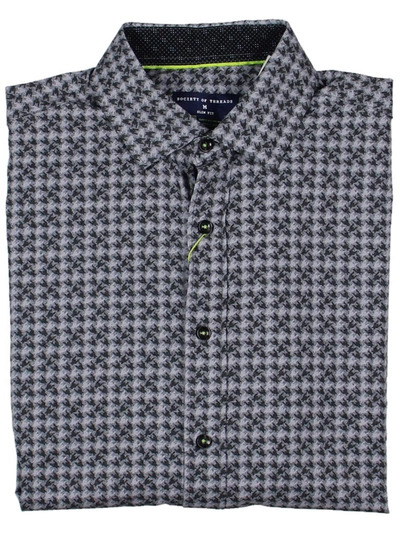 Shop Society Of Threads Mens Houndstooth Wrinkle Free Button-down Shirt In Multi