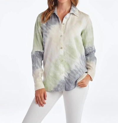 Shop Red Haute Collared Button Down In Tie Dye In Green