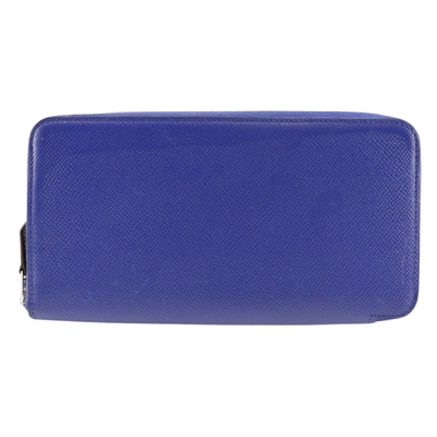 Shop Hermes Azap Leather Wallet () In Blue