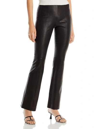Shop Rag & Bone Simone Womens Lambskin Leather Flat Front Flared Pants In Black