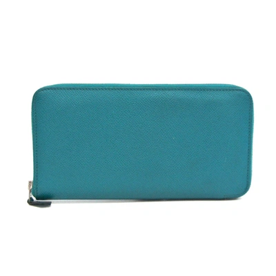 Shop Hermes Azap Leather Wallet () In Blue