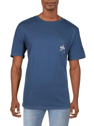 Shop Guy Harvey Mens Cotton Short Sleeve Graphic T-shirt In Blue