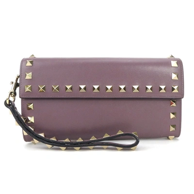 Shop Valentino Leather Wallet () In Purple