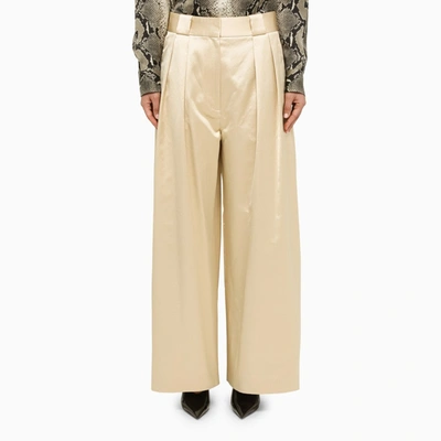 Shop Khaite Ecru Trousers With Pleats