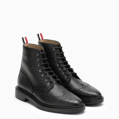 Shop Thom Browne Black Leather Beatles Boot
