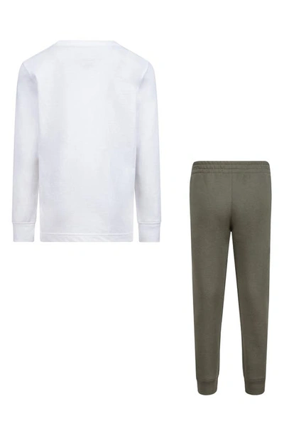 Nike Kids' Long Sleeve Tee & Fleece Joggers Set In Medium Olive