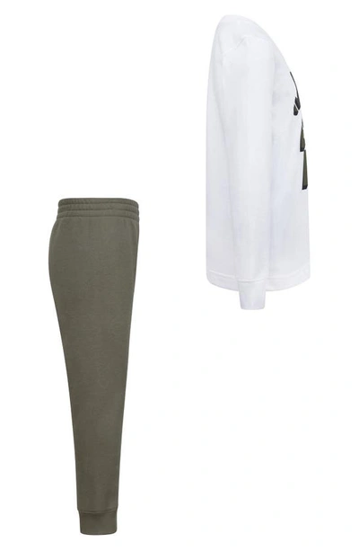 Nike Kids' Long Sleeve Tee & Fleece Joggers Set In Medium Olive