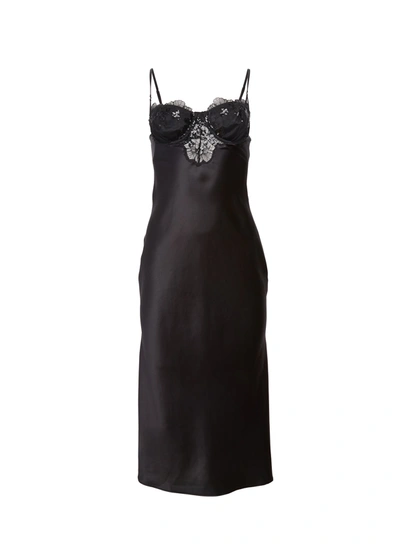 Shop Fleur Du Mal Sequin Violet Embroidery Slip Dress In Black