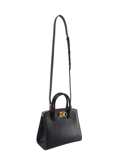 Shop Ferragamo Leather Handbag With Metal Gancini Detail