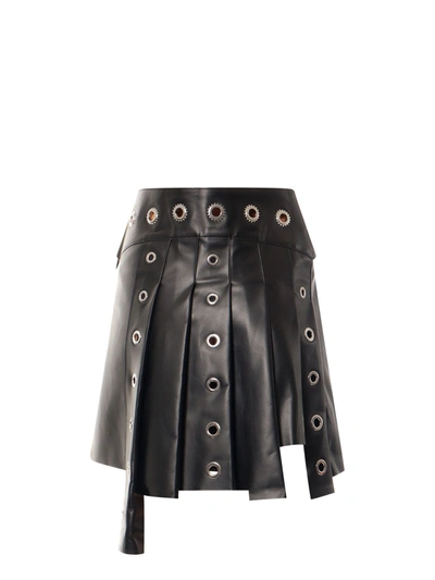 Shop Off-white Leather Skirt With Belt And Metal Details