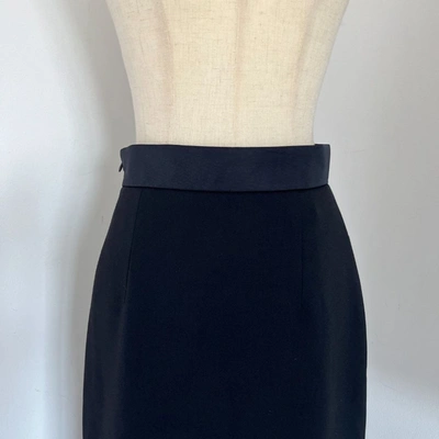 Pre-owned Miu Miu Black Long Wool Skirt With Bow Detail