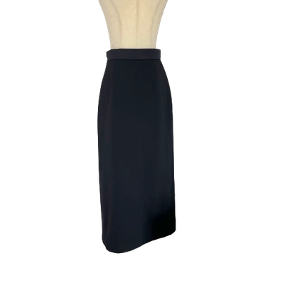 Pre-owned Miu Miu Black Long Wool Skirt With Bow Detail