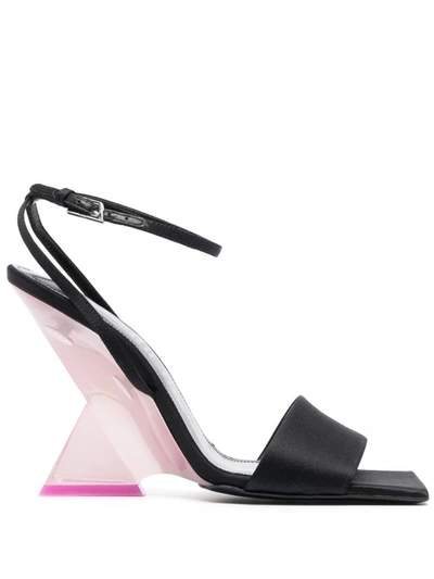 Attico Cheope Satin Sandals In Black