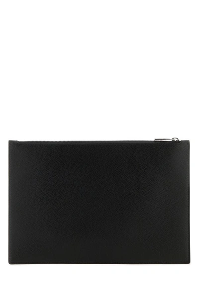 Alexander Mcqueen Leather Clutch With Mcqueen Graffiti Logo In Black