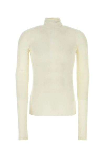 Shop Ami Alexandre Mattiussi Ami Man Ivory Viscose Blend T-shirt In White