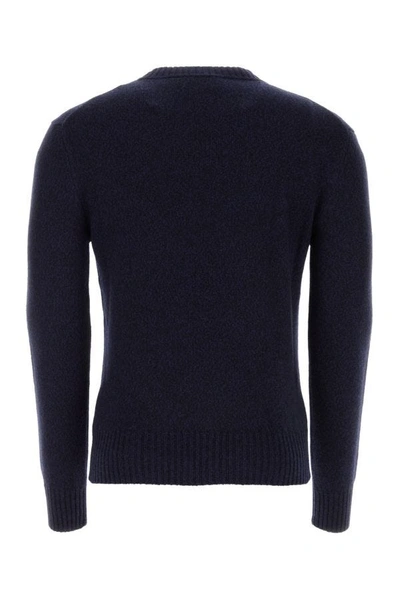 Shop Ami Alexandre Mattiussi Ami Man Melange Blue Cashmere Blend Sweater