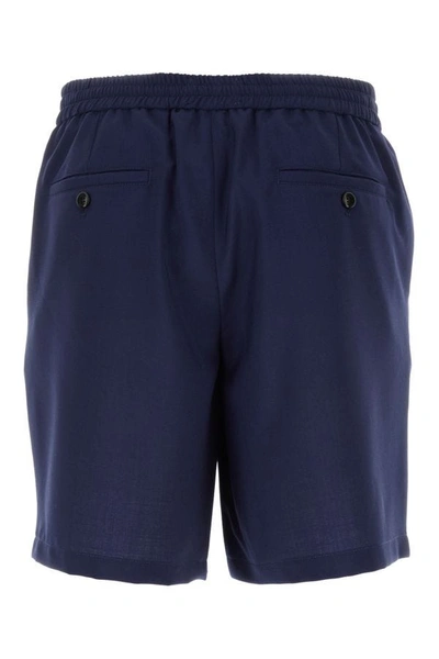 Shop Ami Alexandre Mattiussi Ami Man Navy Blue Twill Bermuda Shorts