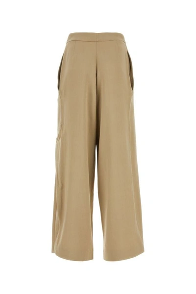 Shop Ami Alexandre Mattiussi Ami Woman Beige Viscose Blend Wide-leg Pant In Brown