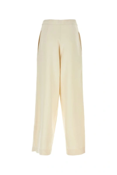 Shop Ami Alexandre Mattiussi Ami Woman Ivory Viscose Blend Wide-leg Pant In White