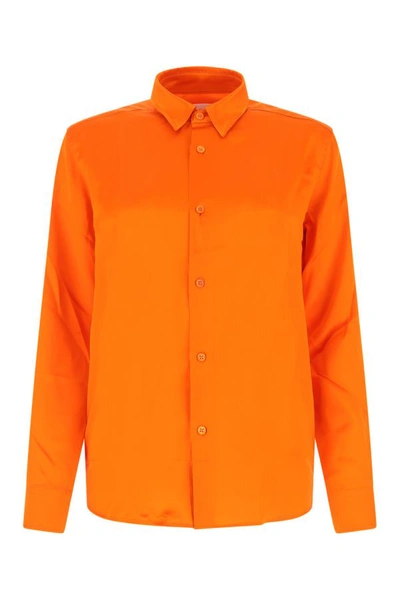 Shop Ami Alexandre Mattiussi Ami Woman Orange Satin Shirt
