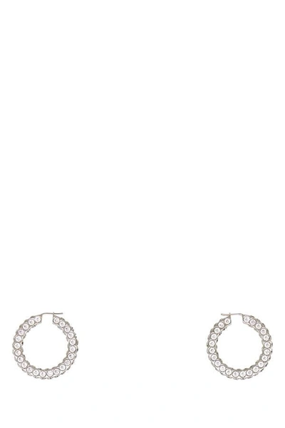 Shop Amina Muaddi Woman Embellished Metal Big Jaheel Earrings In Silver