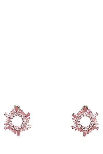 Shop Amina Muaddi Woman Embellished Metal Mini Begum Earrings In Pink