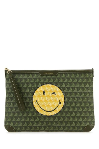 Shop Anya Hindmarch Woman Printed Canvas I Am A Plastic Bag Wing Clutch In Multicolor